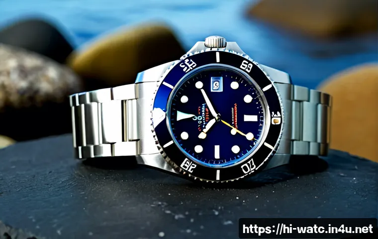 오리스 다이버즈 65 스펙 분석 - Photorealistic luxury vintage-inspired diver wristwatch in stainless steel, deep ocean-blue dial wit...